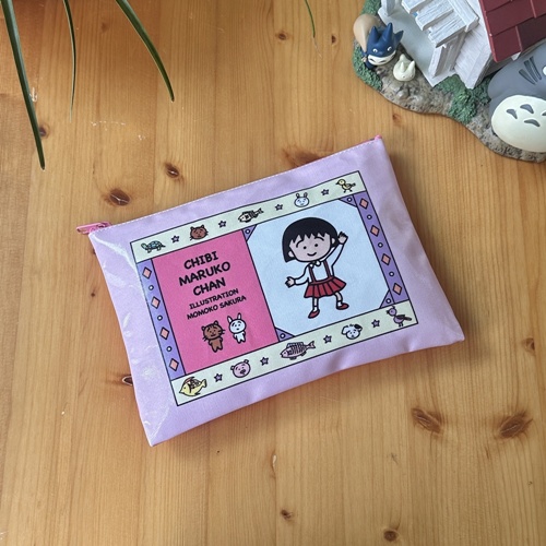 일본 치비 마루코 캐릭터 코팅 파우치 화장품 생리대 파우치 (마루코와 동물들)