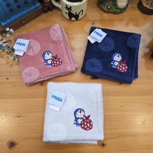일본 도라에몽 캐릭터 귀여운 손수건 핸드 타월 미니 타월 타임보자기 (시계도트)