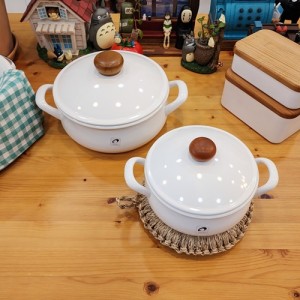 일본 노다호로 POCHKA 화이트 법랑 양수 라면 찌개 인덕션 1인 냄비 15cm20cm